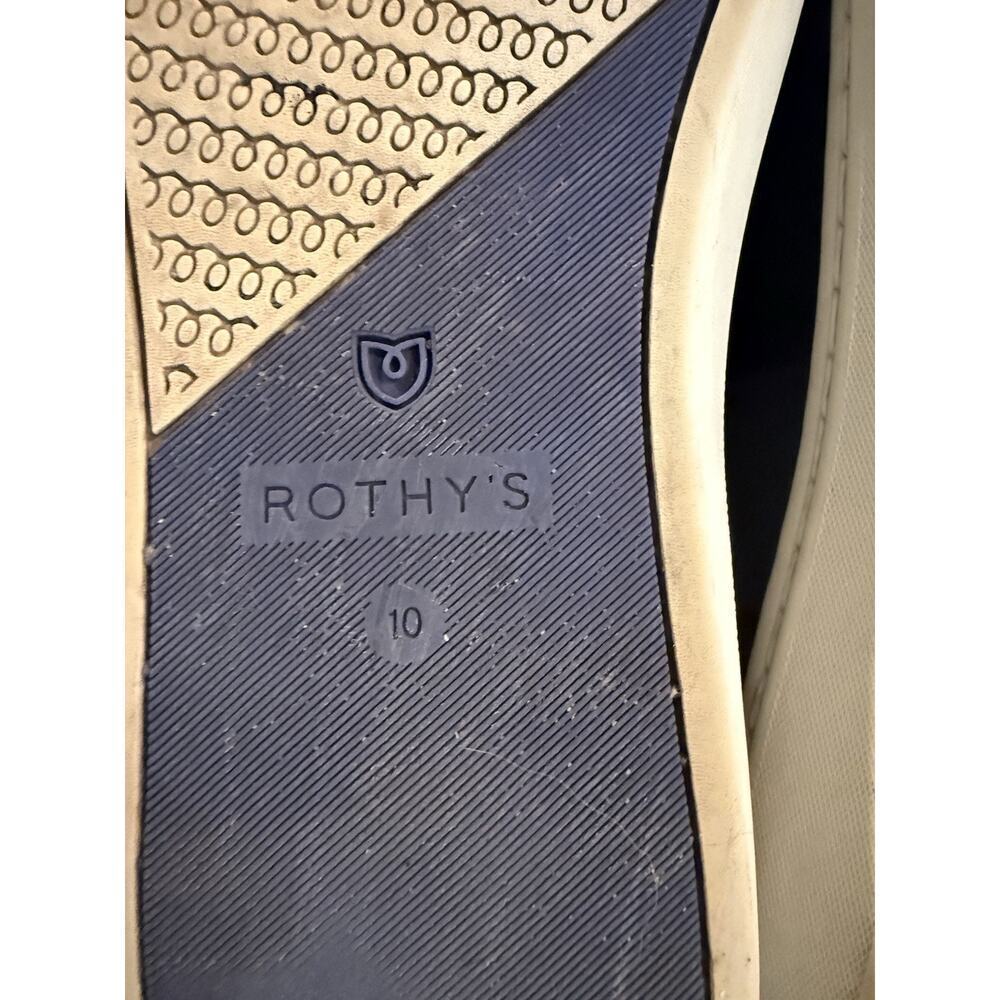 Rothy’s Black Knit Slip On Sneakers Womens Size 10 Blue Stripe Casual Shoes - Picture 7 of 7